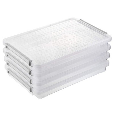 4 Pack A4 Plus Clear Plastic Stackable Storage Box Desk Paper Magazine Contai...