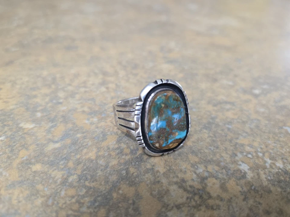 STUNNING P. SANCHEZ TURQUOISE RING .925 SIGNED - Image 2 of 4