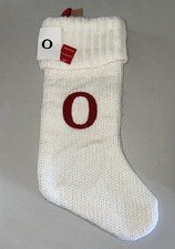 Wondershop Initial Letter O Monogram Knit Christmas Stocking 18  White- Red New