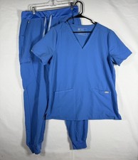 Figs Scrub Set Women  s Blue Large Zamora Bottoms Catarina One Pocket Top Medical