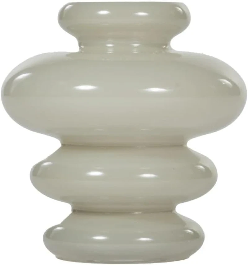 Modern Ribbed Glass Vase - Textured Decorative Accent for Home & Flowers