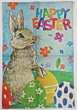 Happy Easter Bunny Garden Flag 12x18 Double Sided Spring Yard Decor New