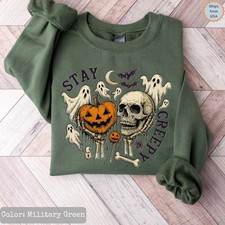 Stay Creepy Sweatshirt Womens Halloween Spooky Fall Top