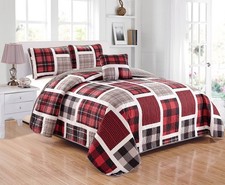 Mk Collection 4pc Full/Queen Size Reversible Quilted Bedspread Coverlet Set P...
