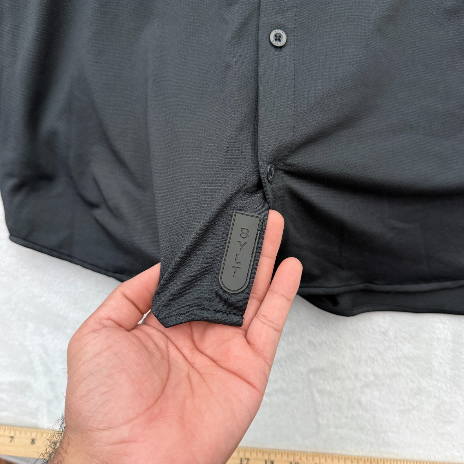 BYLT Premium Basics Shirt Mens XL Black Executive Fit Performance Button Up