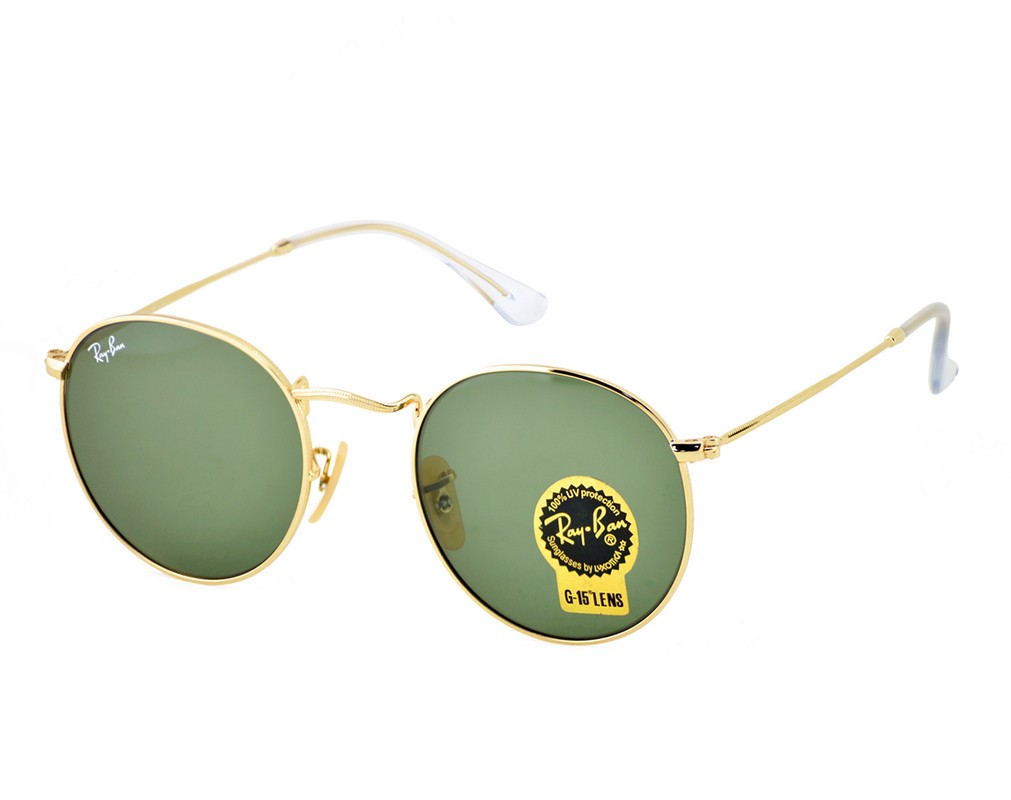 Ray-Ban Sunglasses RB3447 Round Metal Gold Frame Green  display picture 3