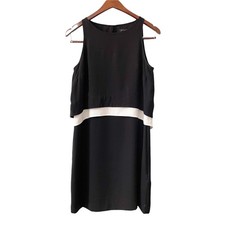 Banana Republic Black White Sleeveless Layered Dress Womens 2 Minimalist Classic