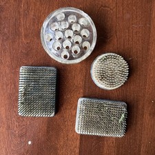 Lot Of 4 Vintage Ikebana Flower Frogs, 3 Metal 1 Glass 1960s From Japan