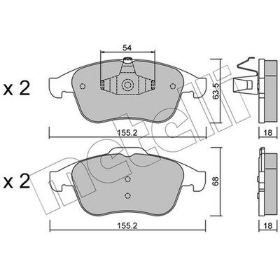 1x ORIGINAL  Metelli 22-0803-2 Bremsbelagsatz, Scheibenbremse Vorne, exkl.