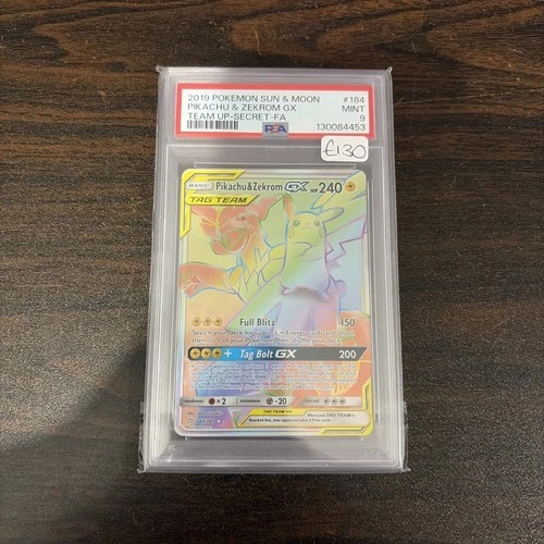 POKEMON SM TEAM UP PIKACHU & ZEKROM GX #184 SECRET RARE PSA 9 MINT #116135900