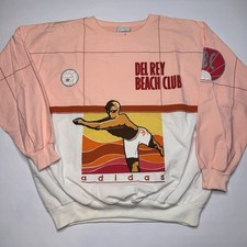 Vintage 80s Adidas Del Rey Beach Club Volley Team Sweatshirt Size XL Long Sleeve