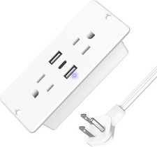 Recessed Power Strip 2 AC 1 USB-C 2 USB-A, Flush Mount Desktop Charging Socket