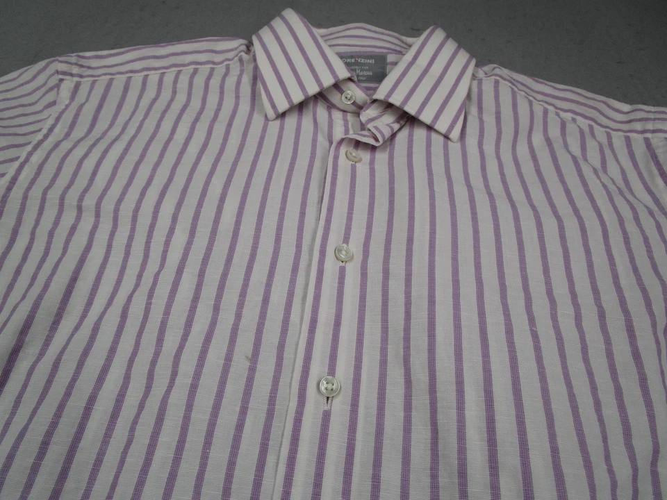Camisa de Vestir Lorenzini Para Hombre 16.5 42 Rayas Púrpura Hecha en Italia Neiman Marcus Foto 2 de 4