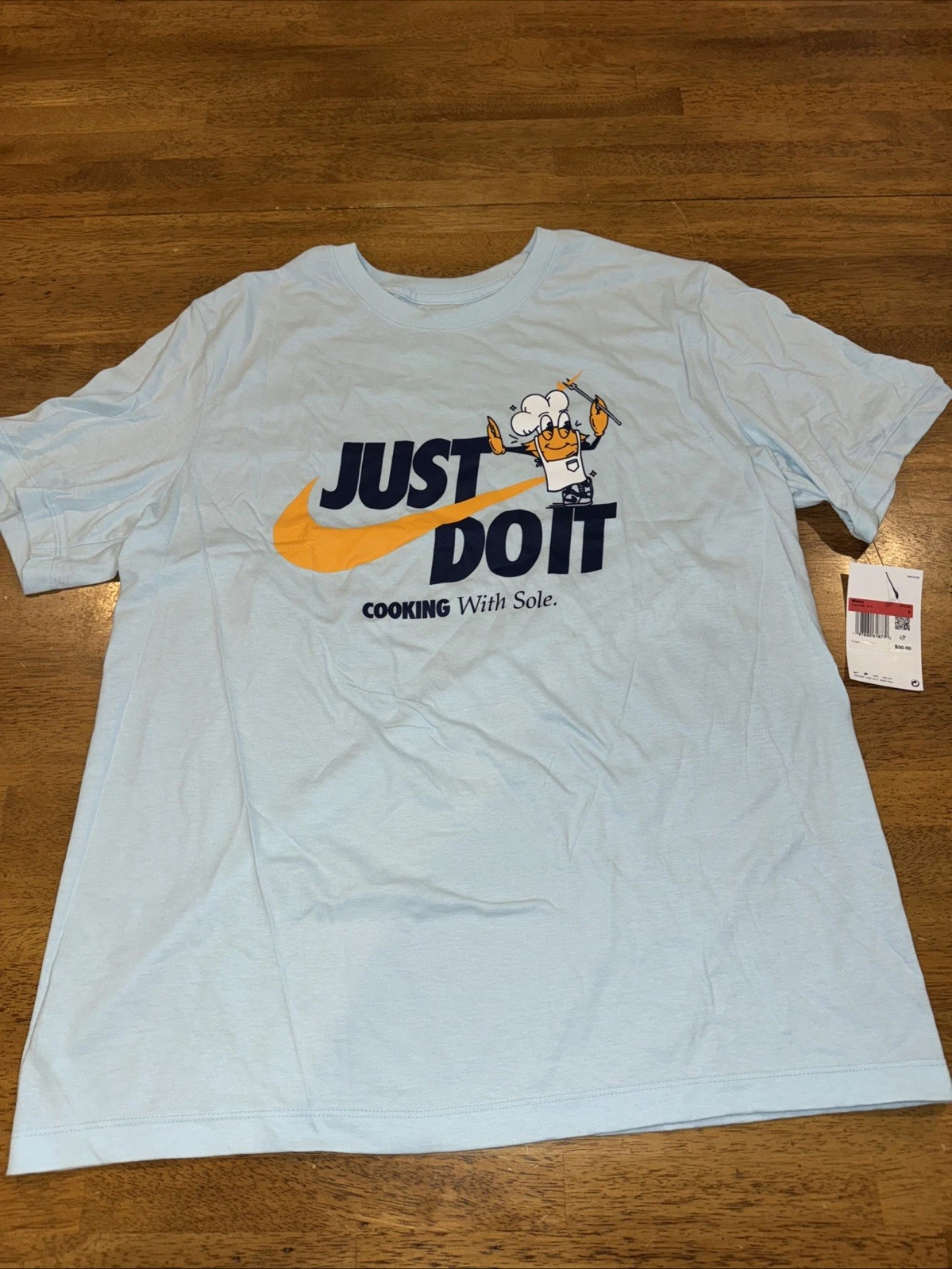 Nike Mens Just Do It Cooking With Sole T-shirt Large HV1666 474 Blue New W Tags