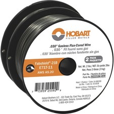 Hobart Flux-Cored Welding Wire, E71T-11 Carbon Steel, .030in., 2-Lb. Spool Twin