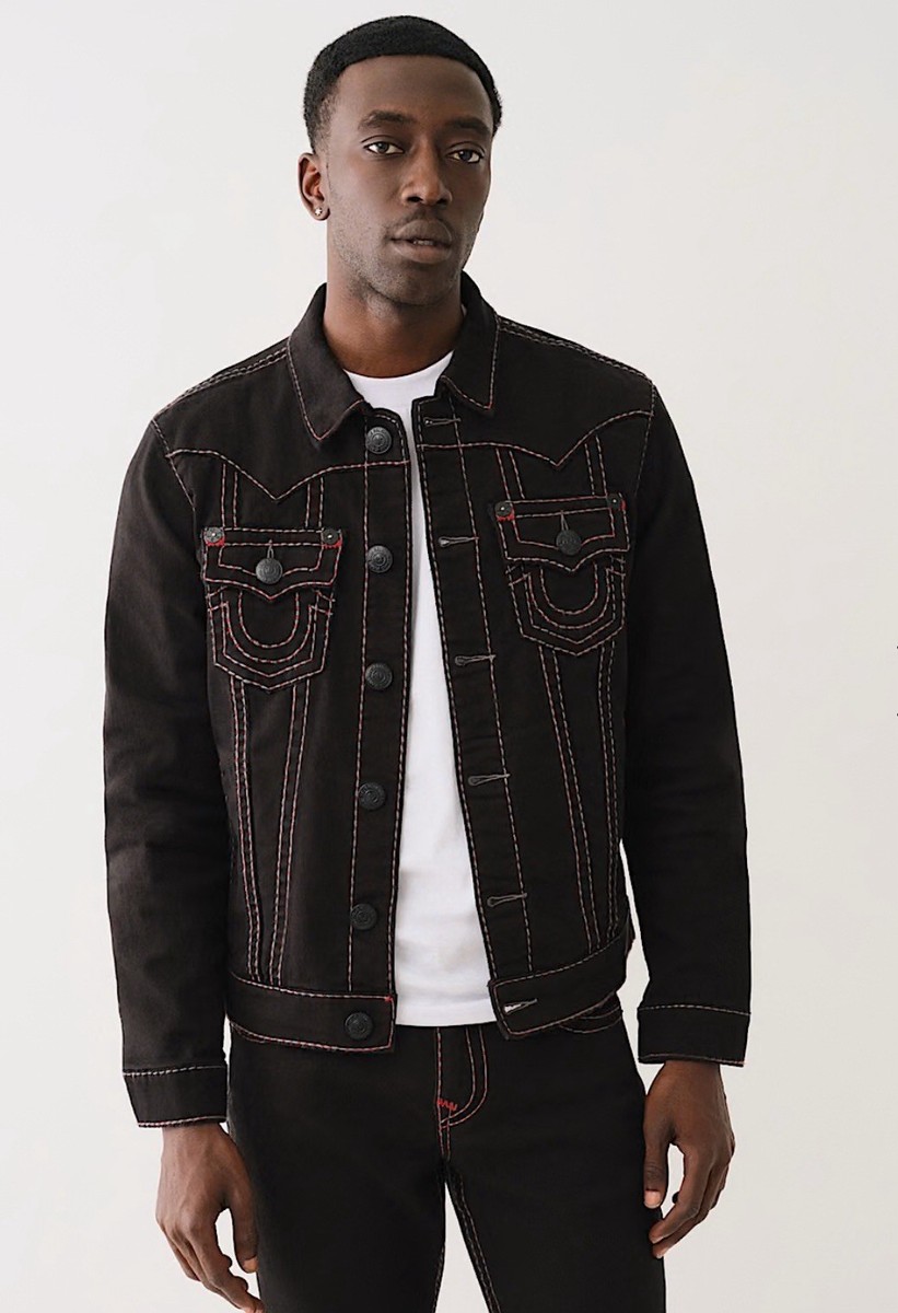 True Religion Men's JIMMY PICK STITCH JACKET BLACK Sz:M NWT | eBay
