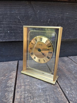 Retro Acctim Glass & Gold Mantel / Desk Clock Quartz FREE P&P 