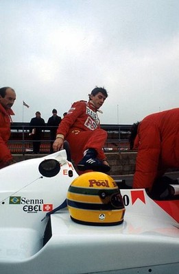 Ayrton Senna leaves the pits to test the McLaren MP4 1C for the fi- Old Photo 2