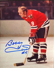 Bobby Hull Signed 8x10 Photo Chicago Blackhawks #9 HOF AMCo Certified