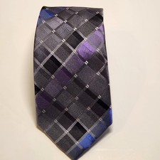 NWT Geoffrey Beene Silk Blend Tie Purple, Gray, Blue, Balck, 59.5" Long