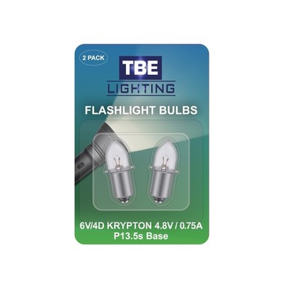 TBE LIGHTING 6 Volt / 4D 4.8 Volt, 0.75A Bayonet Base P13.5 Krypton Flashligh...