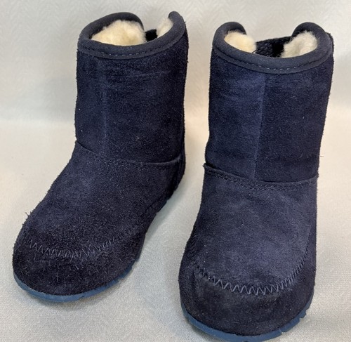 L.L.Bean Kids Wicked Cozy Boots Size 9 Toddler Navy Suede Shearling Lined