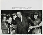 1967 Press Photo President Johnson greeted by U.S. Air Force men in Korat.