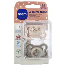 Supreme Night Pacifier, 0-6 Months, Pink Grey , 2 Count