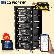 ECO-WORTHY 6Pack 48V 100AH Server Rack LiFePO4 Lithium Battery UL1973 & UL9540A