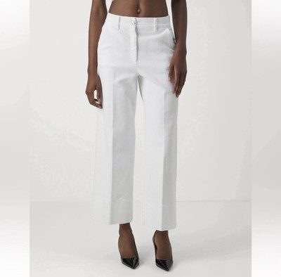 Marella By Max Mara Size 6 US White Lava Denim Wide Leg Jeans Pants Trouser NWT