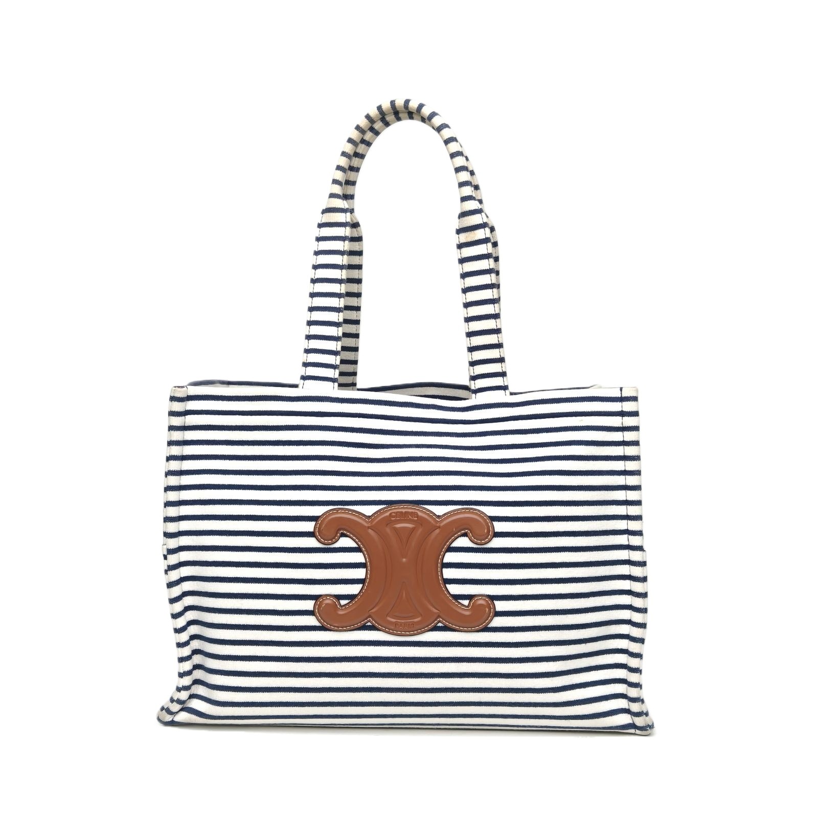 CELINE Cabas Thais Shopping Bag Large 41cm Navy Stripe  Handbag