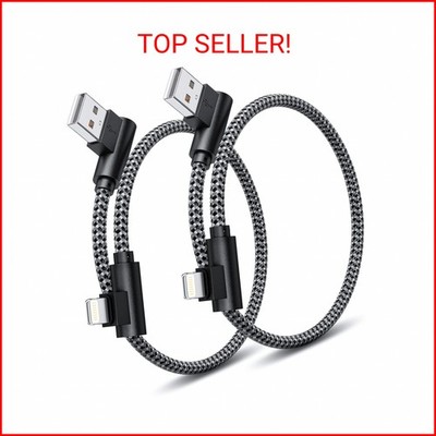 iPhone Charger 1ft 90 Degree 2 Pack MFi Certified Elbow Short Lightning Cable Ri