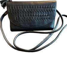 Fossil Sophia Leather Wallet Crossbody Clutch Braided Flap Removable Strap