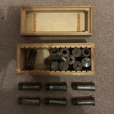 Vintage Lathe Collet Set in Wooden Case – Engineering Tooling