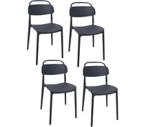 Kit 4 sedie polipropilene cucina bar ristorante interno esterno nero cue228