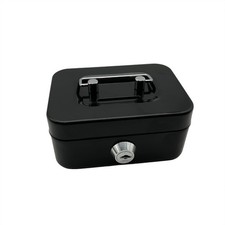 Small Cash Box with Money Tray and Lock, Metal Cash Lock Box with Key