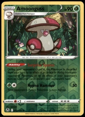 Amoonguss 012/195 SWSH12: Silver Tempest Rare Reverse Holofoil MP Pokemon TCG