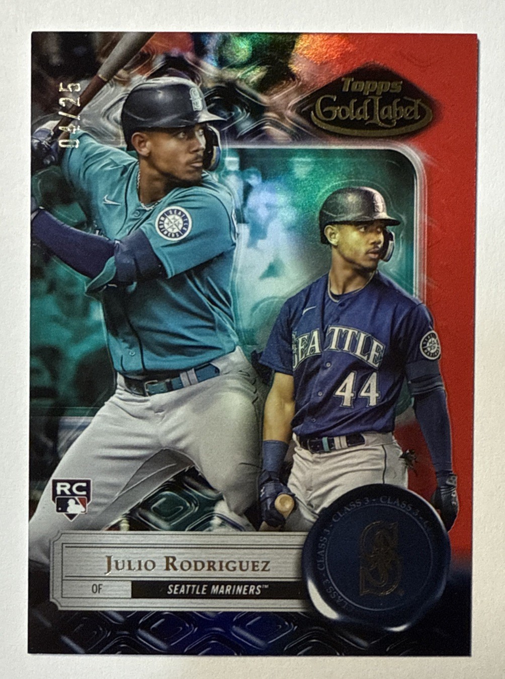 2022 Topps Gold Label Class 3 Julio Rodriguez Rookie Red /25 #4 Seattle Mariners