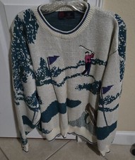 Vintage USA Isle of Cotton Long Sleeved 100 Cotton Knit Golf Sweater XL 1990's