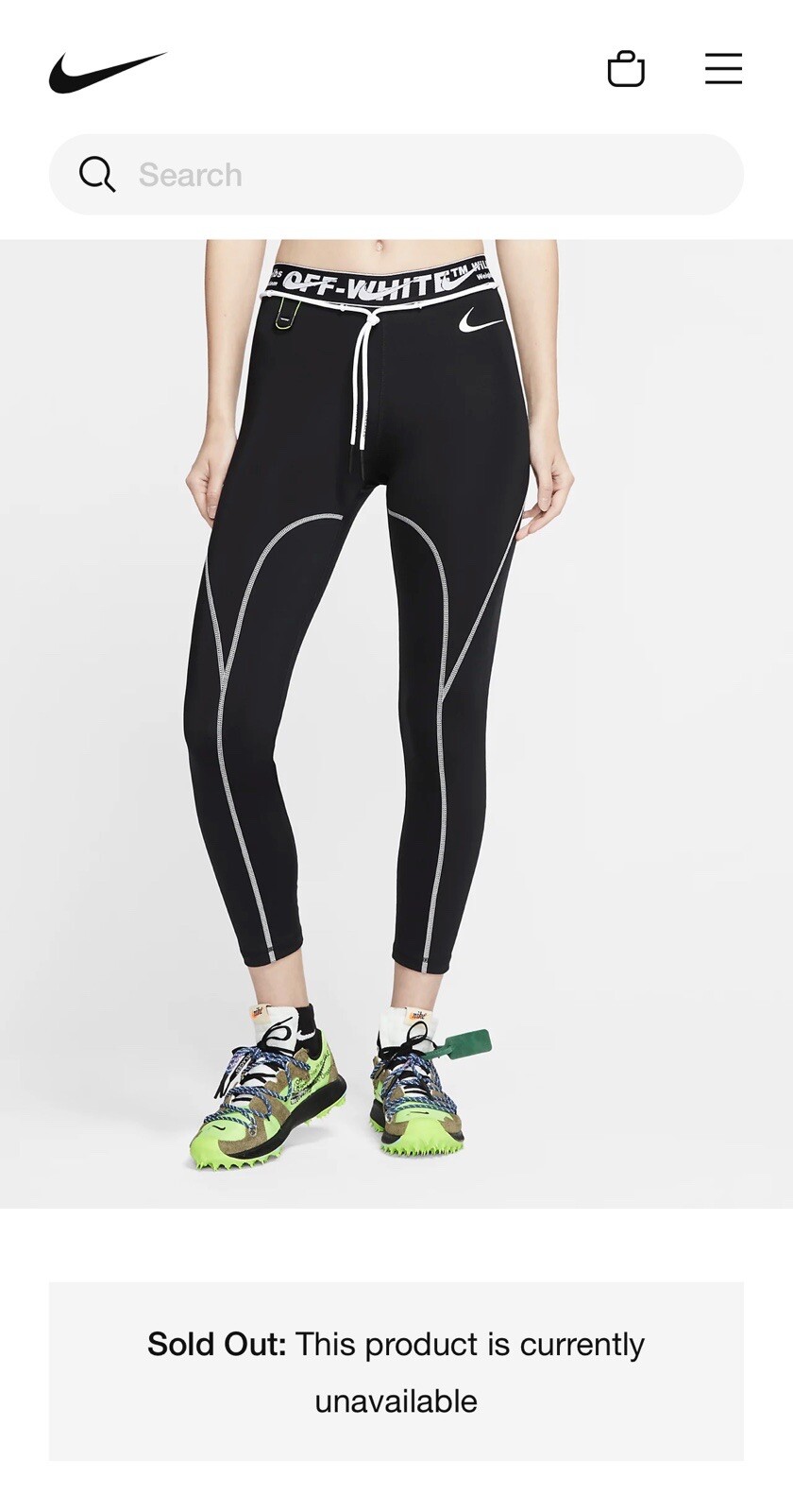 OFF WHITE X NIKE Collant donna nuovi con etichette NIKE x BIANCO SPORCO gialli rossi casual taglia S