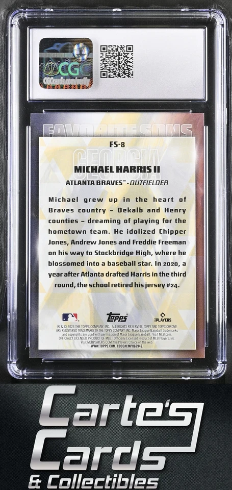 Michael Harris II 2023 Topps #FS-8 Favorite Sons Atlanta Braves Rookie CGC 9.5 - Image 2 of 2