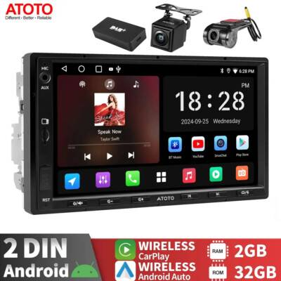 ATOTO A5L 7'' 2 DIN DAB DAB+ Android Autoradio GPS Navi mit Front & Rear Kamera
