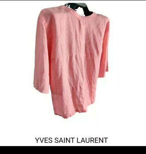 Yves Saint Laurent Rive Gauche Linen Pink Tunic Blouse Vintage Fabulous - Picture 12 of 12