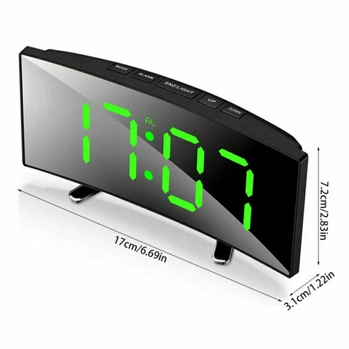 LED Wecker Digital Alarm Wecker Grün Temperatur Schlummerfunktion USB Tischuhr - Bild 8 von 8
