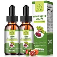 2 Pack TMG Trimethylglycine Supplement Liquid Drops 1000mg High Absorption Bo...