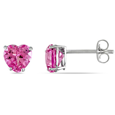 Amour Ohrstecker 10 Karat Weißgold erstellt rosa Saphir
