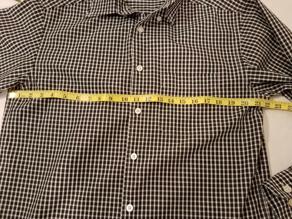 Talbots Men's Sz. M Black & White Gingham Button Up Collared Long Sleeve Shirt - Image 3 of 4