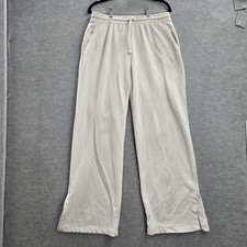 Adidas Women Activewear Pants L Track White Drawstring Logo Trefoil