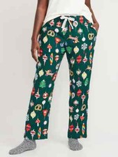 NWT Old Navy Green Christmas Ornaments Flannel Pajama Sleep Pants Women S XXL