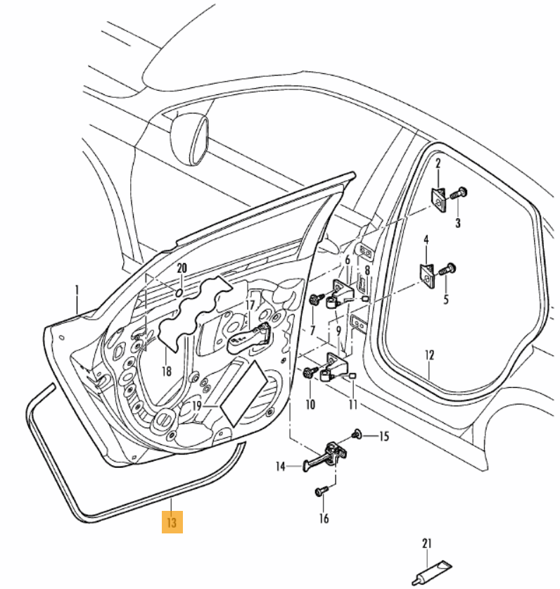 Genuine Volkswagen Door Weather-Strip 17A-839-701-B-5AP for sale